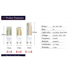 Oem - G9 5W Bec cu LED-uri Alb Rece SMD2835 - Nereglabil - G9 LED - AL412