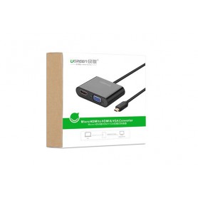 UGREEN - Micro HDMI to HDMI and VGA Converter Adapter - HDMI adapterek - UG290-CB